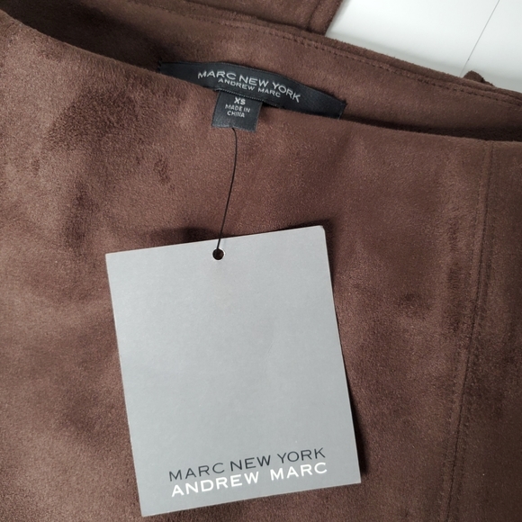 NWT MARC NEW YORK Faux Suede Brown Pencil Skirt - Picture 4 of 4